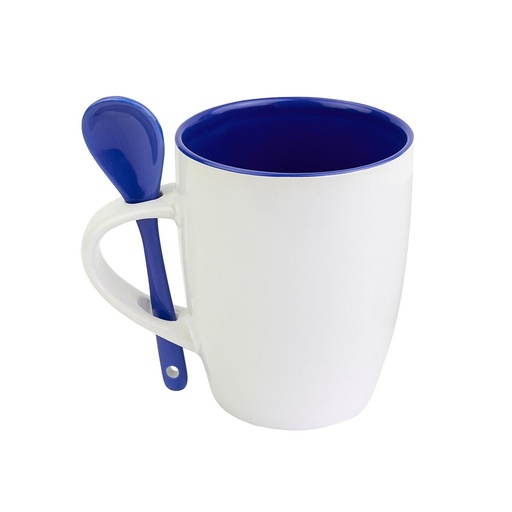 Taza promocional de cerámica 11 oz con interior de color y cuchara – BT-TAZ-0004