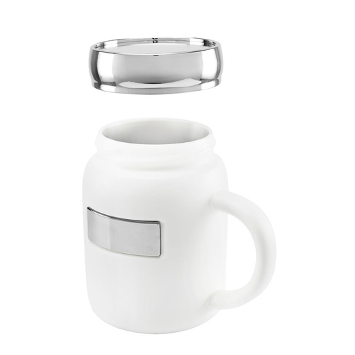 Taza promocional de cerámica 16 oz con placa metálica y tapa de rosca – BT-TAZ-0034