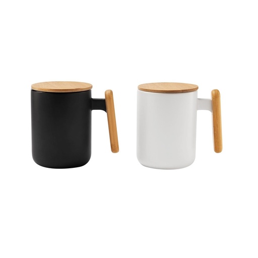 Taza promocional de cerámica 12 oz con tapa de bambú – BT-TAZ-0040