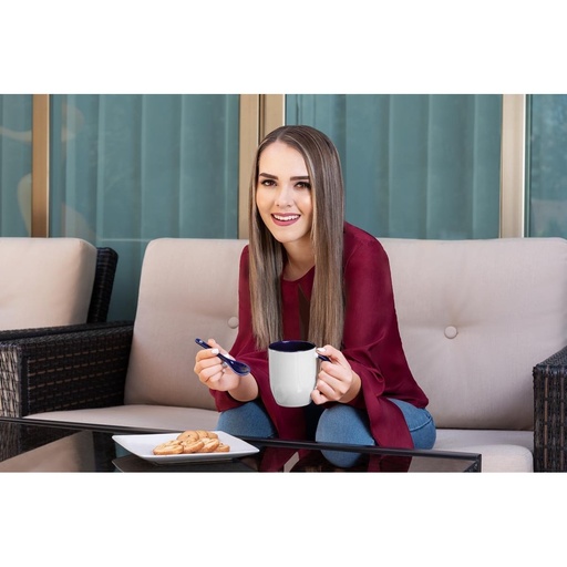 Taza promocional de cerámica 11 oz con cuchara e interior de color – BT-TAZ-0019