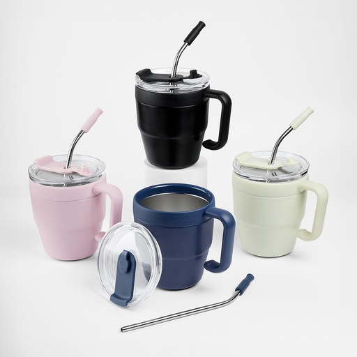 Taza promocional de plástico 480 ml con tapa push y popote de silicón – BT-TAZ-0044