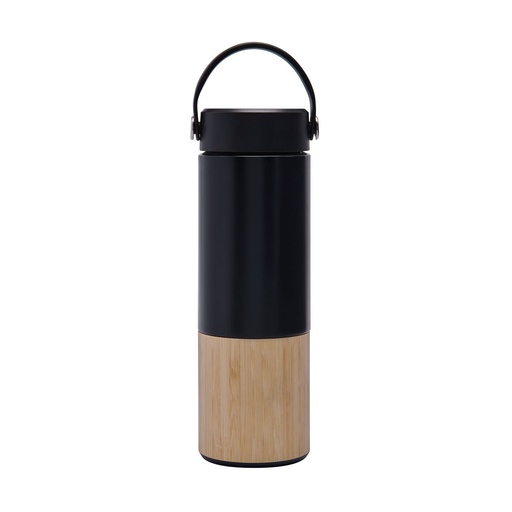 [BT-TEM-0007] Termo promocional de acero inoxidable 400 ml con base de bambú – BT-TEM-0007