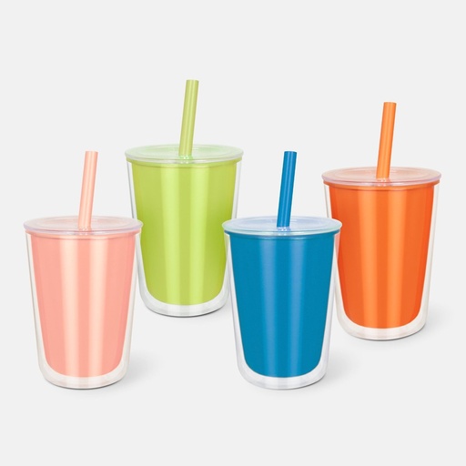 Vaso promocional de plástico 700 ml con pared interna de color y externa transparente – BT-TEP-0026