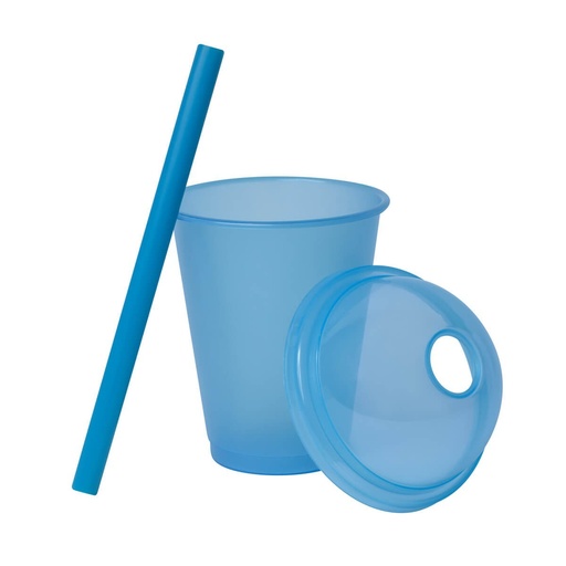 Vaso promocional de plástico 500 ml con tapa domo y popote ancho – BT-TEP-0036