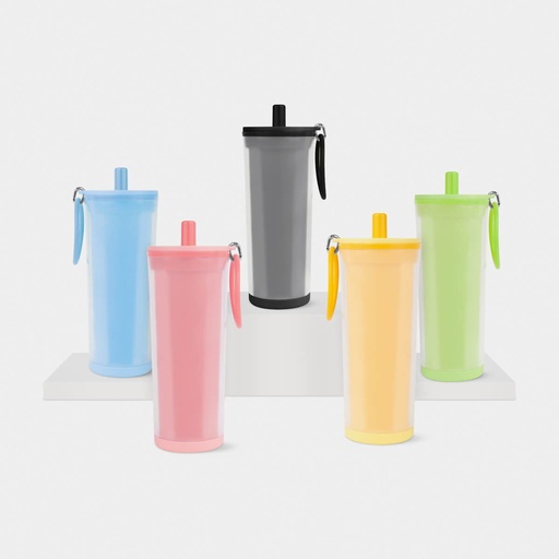 Vaso promocional de plástico 480 ml con asa en forma de aro y popote – BT-TEP-0041