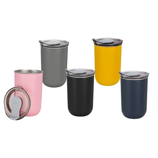 Termo promocional de acero inoxidable 300 ml con tapa push y sobretapa de silicón – BT-TEM-0052