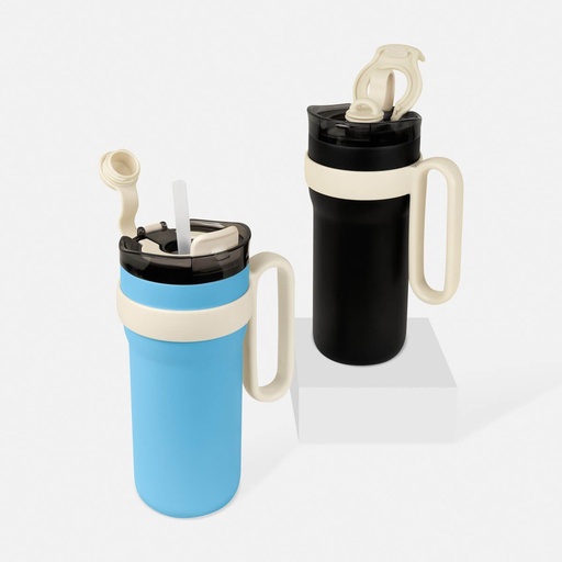 Termo promocional de acero inoxidable 900 ml con sobretapa push y popote automático – BT-TEM-0082